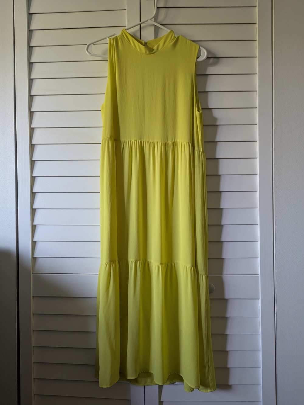Park & Fifth Lemon Yellow Sleeveless Tiered Midi Dress
